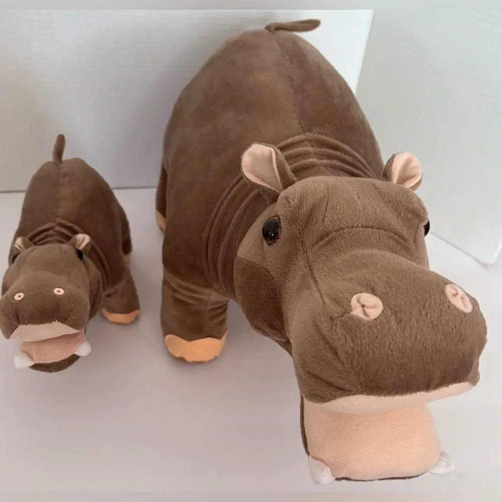 Mama Hippopotamus With Baby Stuff Plush Animal.